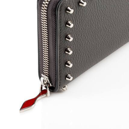 2018大人気新作 クリスチャン ルブタン 財布 コピー Christian Louboutin PANETTONE カーボングレー スタッズ 3175151I140
